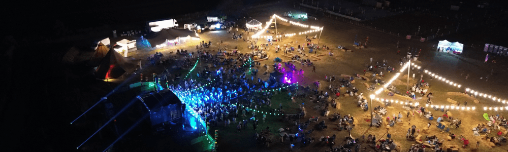Drone shot at night of Rand Festival