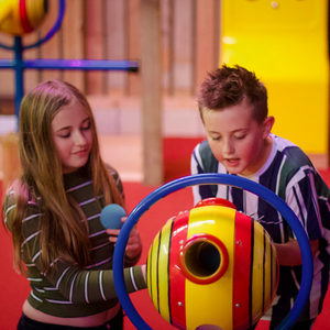  Children playing in the air cannon arena