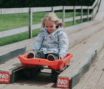 Young girl on the summertime sledges
